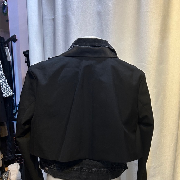 Sacai Black and Gray Cropped Blazer - Picture 3 of 10